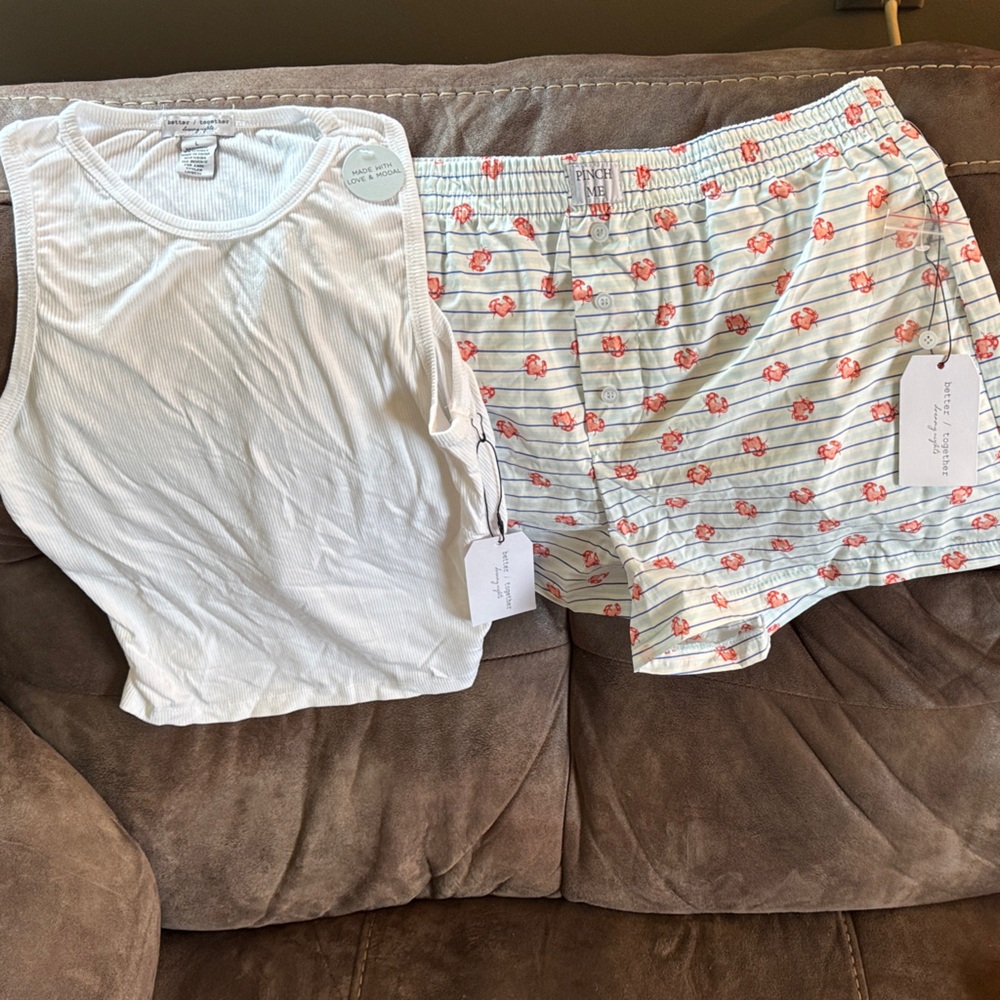 Together White Tank & Shorts Crab Print BUNDLE WITH A 2nditem for FREE SHIPPING